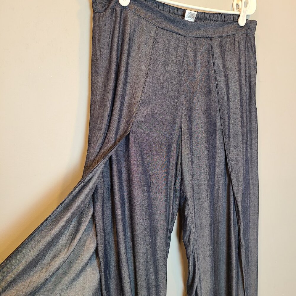 Drew Tulip Pant Side Slit Womens Large Blue - Picture 2 of 8